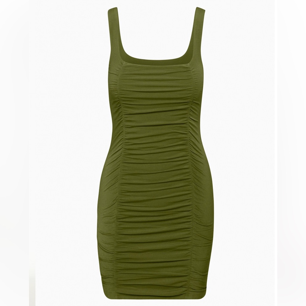 Aritzia Olive Green Ruched Dress